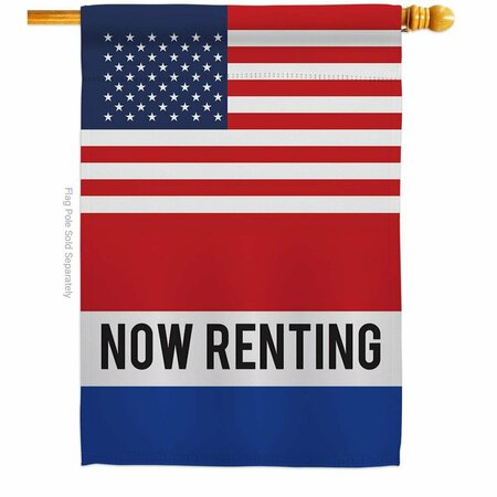 GUARDERIA US Now Renting Novelty Merchant 28 x 40 in. Double-Sided Vertical House Flags for  Banner Garden GU3955686